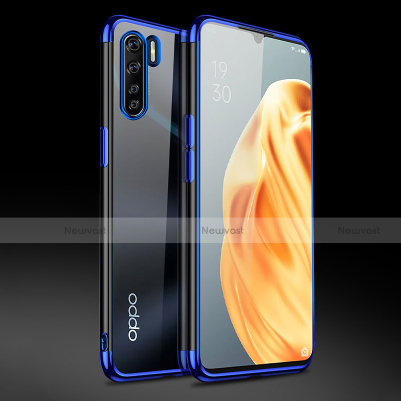Ultra-thin Transparent TPU Soft Case Cover Z01 for Oppo A91 Blue