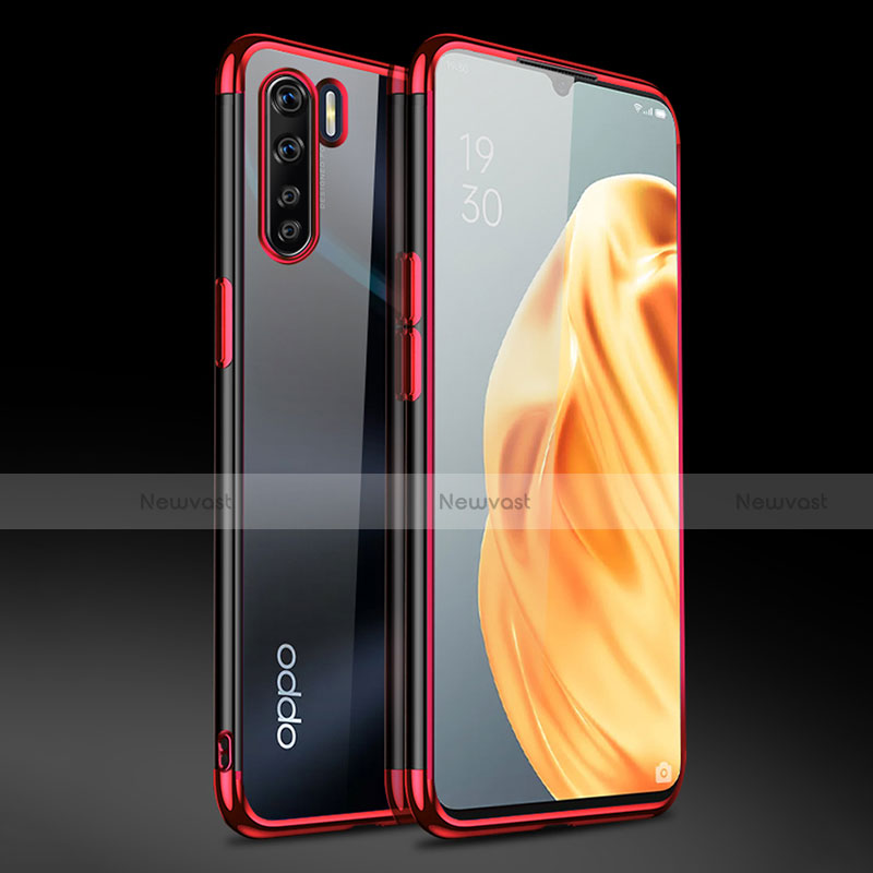 Ultra-thin Transparent TPU Soft Case Cover Z01 for Oppo A91 Red