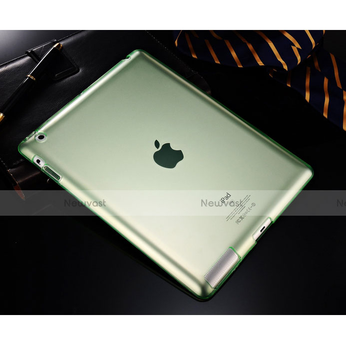 Ultra-thin Transparent TPU Soft Case for Apple iPad 2 Green