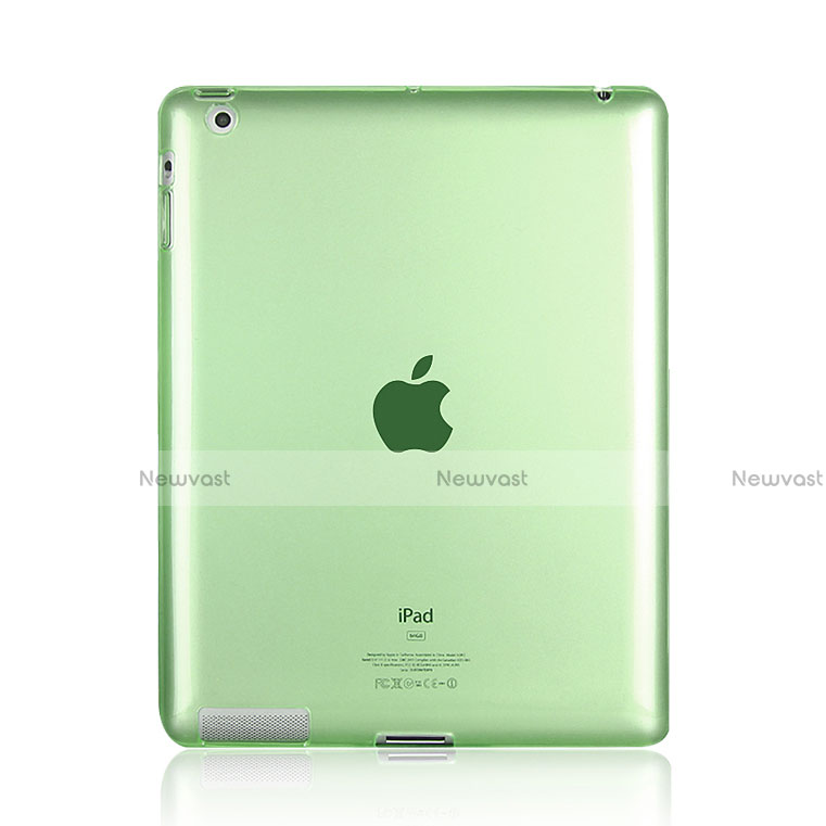 Ultra-thin Transparent TPU Soft Case for Apple iPad 4 Green