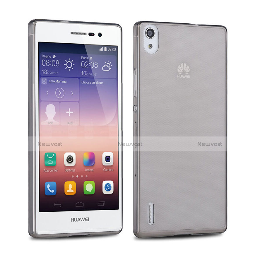 Ultra-thin Transparent TPU Soft Case for Huawei P7 Dual SIM Gray