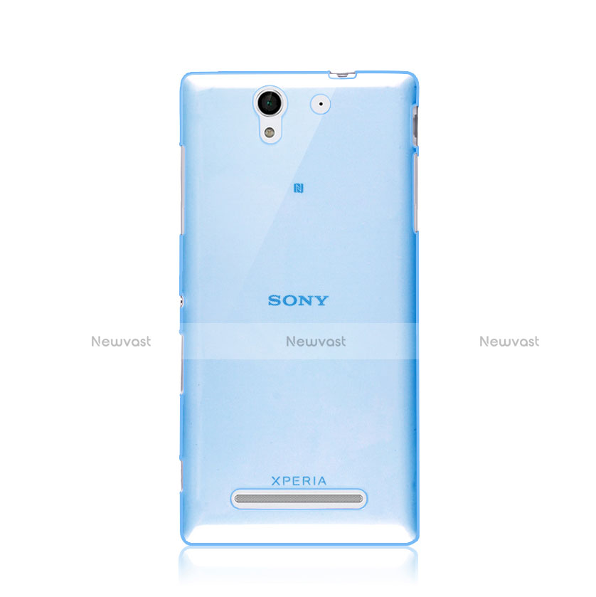 Ultra-thin Transparent TPU Soft Case for Sony Xperia C3 Blue