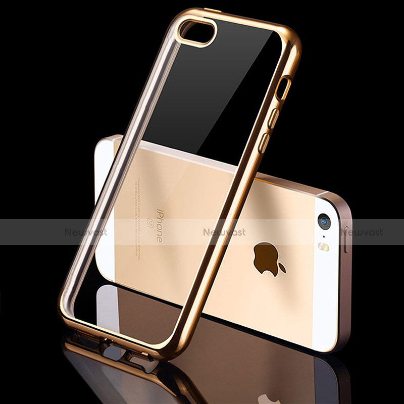Ultra-thin Transparent TPU Soft Case H01 for Apple iPhone 5S Gold