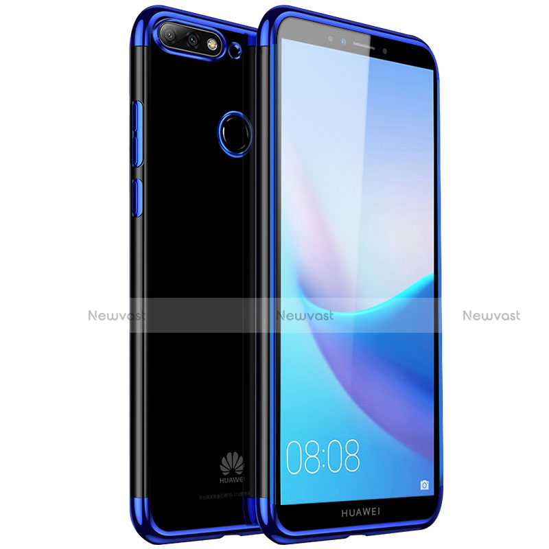 Ultra-thin Transparent TPU Soft Case H01 for Huawei Y7 (2018) Blue