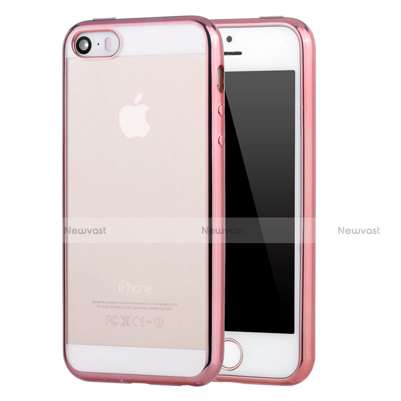 Ultra-thin Transparent TPU Soft Case H03 for Apple iPhone SE Pink