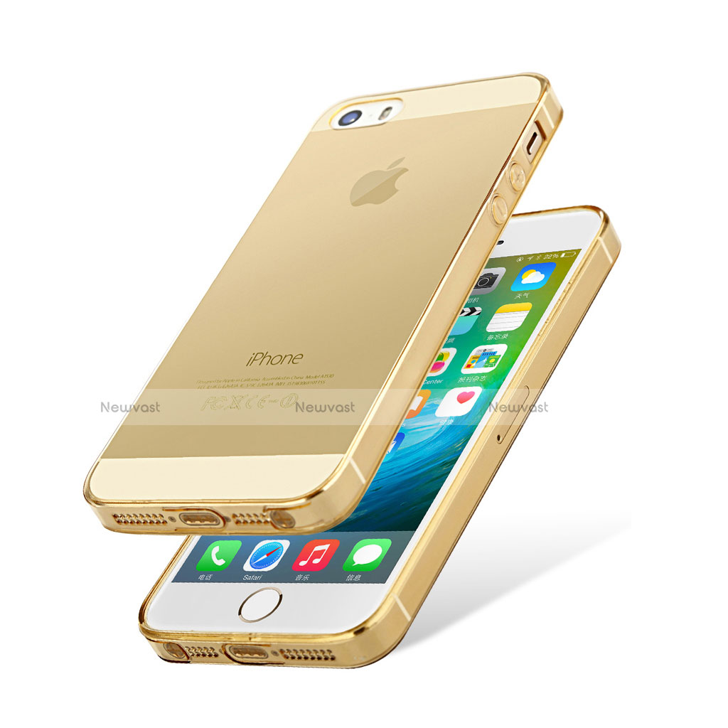 Ultra-thin Transparent TPU Soft Case HT01 for Apple iPhone 5 Gold