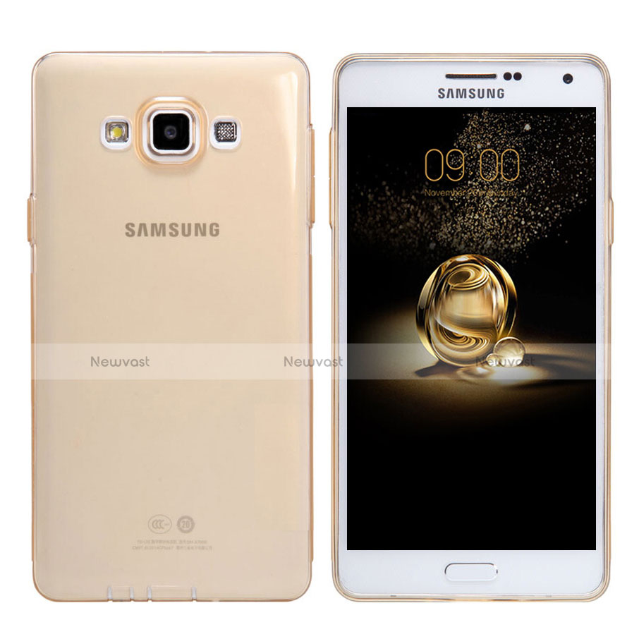Ultra-thin Transparent TPU Soft Case T03 for Samsung Galaxy A7 Duos SM-A700F A700FD Gold