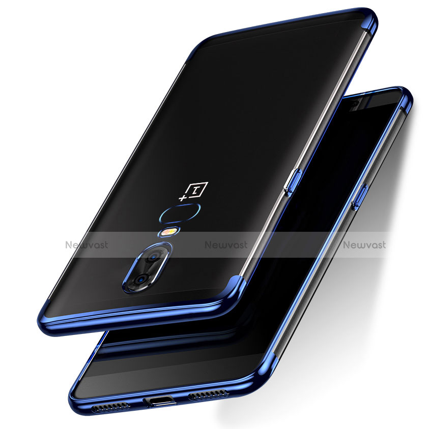 Ultra-thin Transparent TPU Soft Case T05 for OnePlus 6 Blue