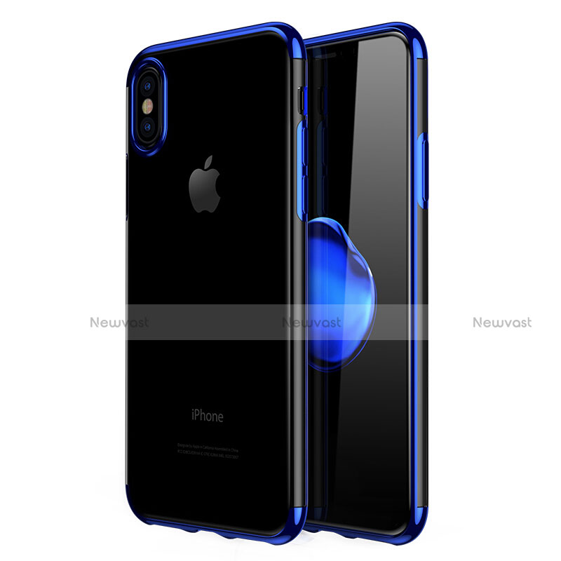 Ultra-thin Transparent TPU Soft Case V07 for Apple iPhone X Blue