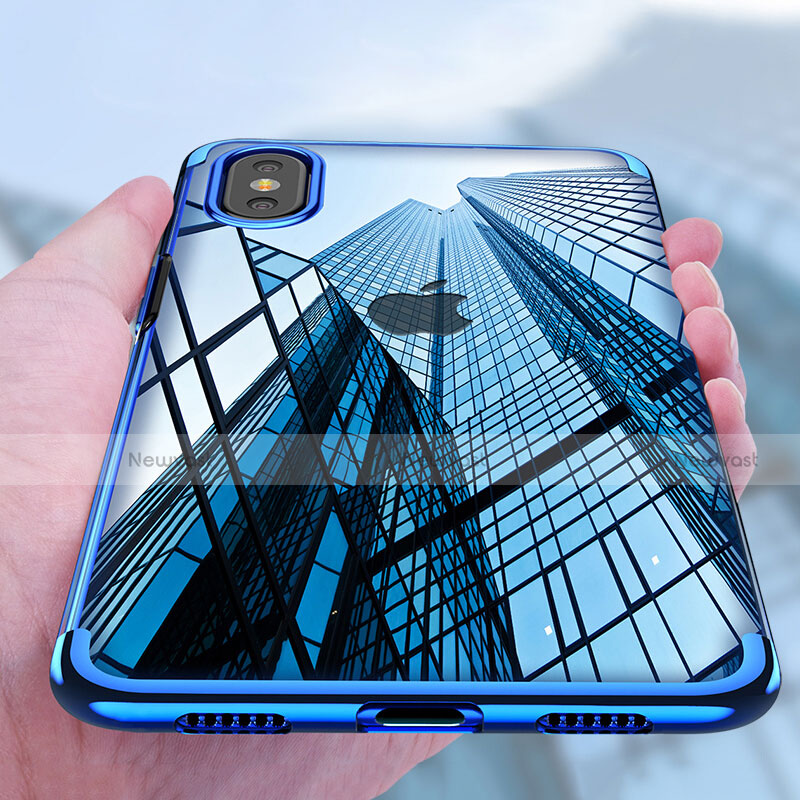 Ultra-thin Transparent TPU Soft Case V07 for Apple iPhone Xs Blue