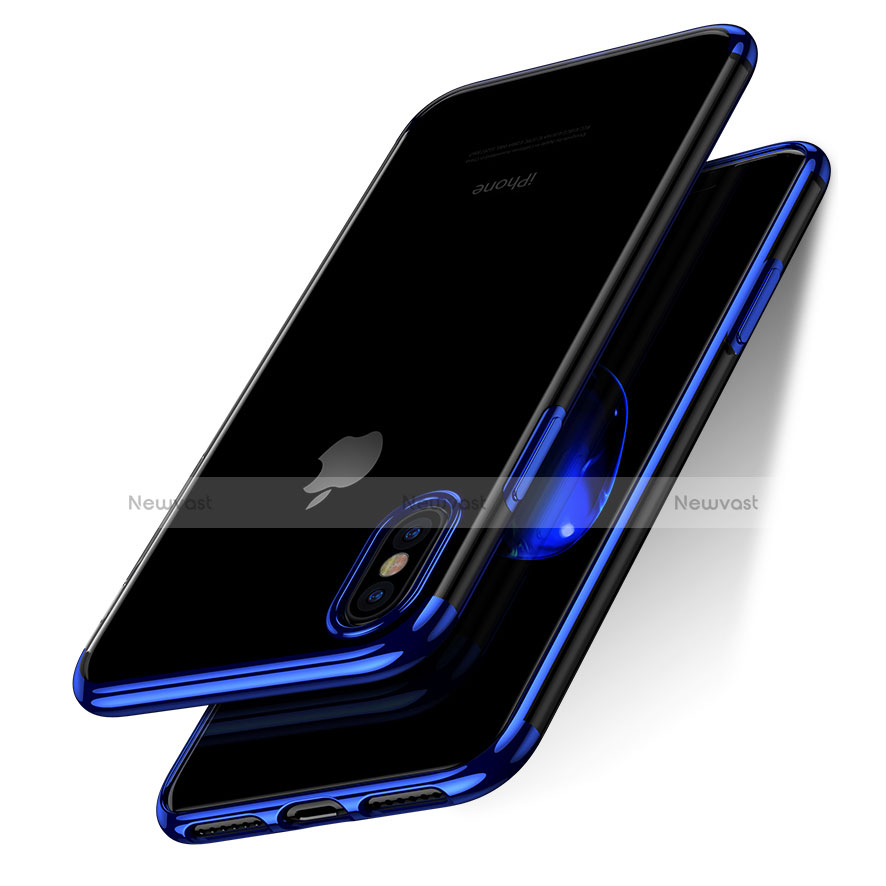 Ultra-thin Transparent TPU Soft Case V07 for Apple iPhone Xs Blue