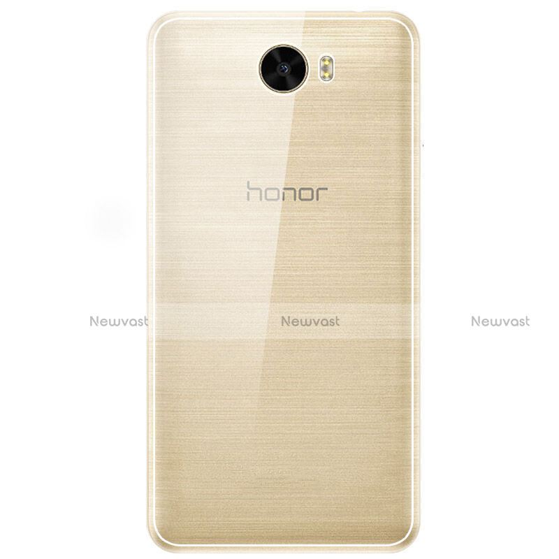 Ultra-thin Transparent TPU Soft Case with Finger Ring Stand and Screen Protector for Huawei Honor Play 5 Clear