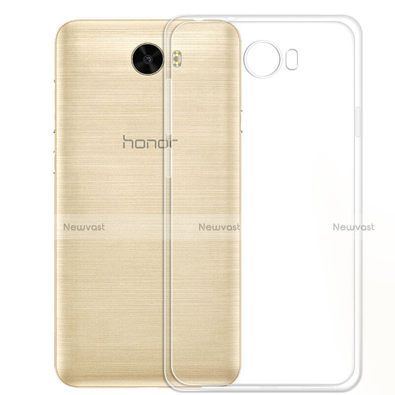 Ultra-thin Transparent TPU Soft Case with Finger Ring Stand and Screen Protector for Huawei Y5 II Y5 2 Clear