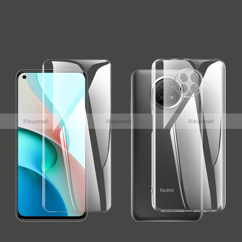 Ultra-thin Transparent TPU Soft Case with Finger Ring Stand and Screen Protector for Xiaomi Redmi Note 9T 5G Red