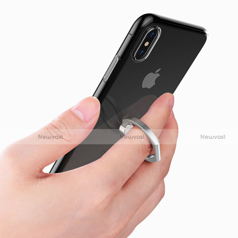 Ultra-thin Transparent TPU Soft Case with Finger Ring Stand for Apple iPhone X Clear
