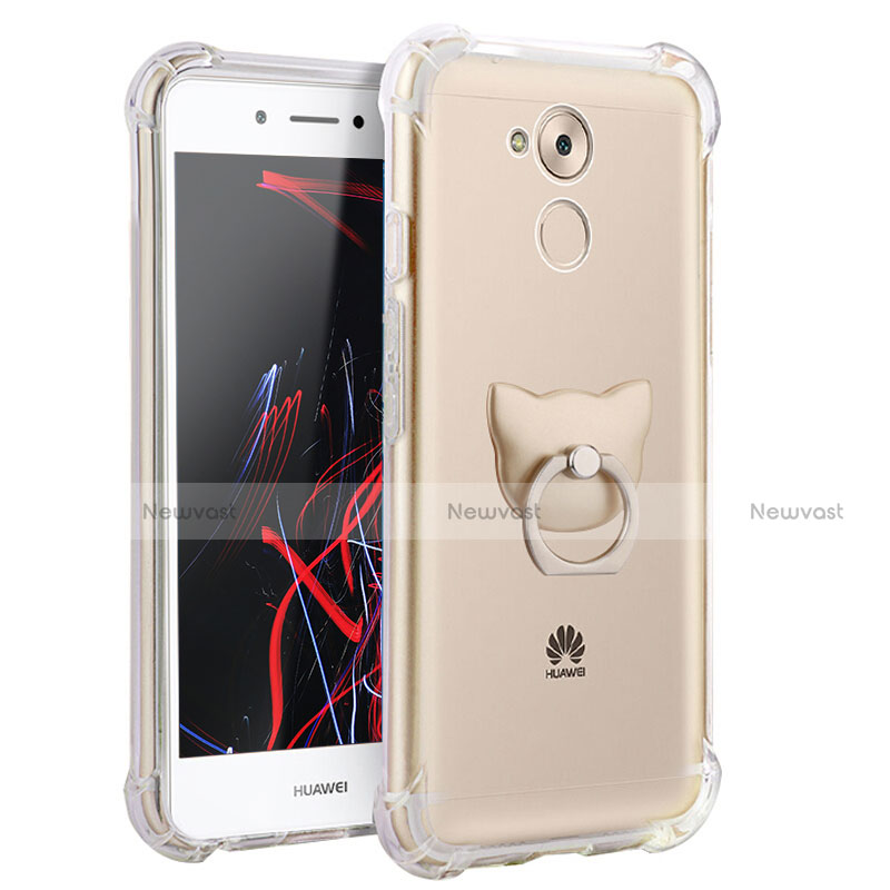 Ultra-thin Transparent TPU Soft Case with Finger Ring Stand for Huawei Enjoy 6S Clear