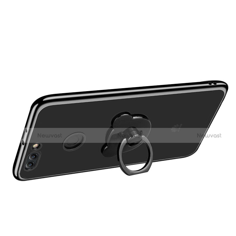 Ultra-thin Transparent TPU Soft Case with Finger Ring Stand for Huawei Enjoy 8 Plus Clear