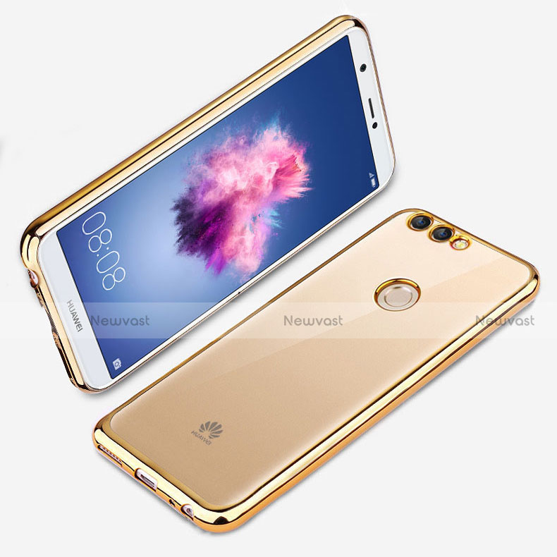 Ultra-thin Transparent TPU Soft Case with Finger Ring Stand for Huawei Enjoy 8 Plus Gold