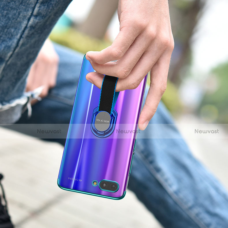 Ultra-thin Transparent TPU Soft Case with Finger Ring Stand for Huawei Honor 10