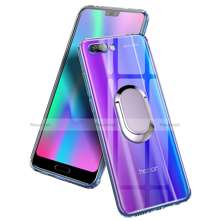 Ultra-thin Transparent TPU Soft Case with Finger Ring Stand for Huawei Honor 10 Clear