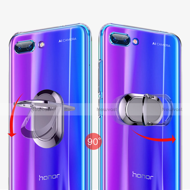 Ultra-thin Transparent TPU Soft Case with Finger Ring Stand for Huawei Honor 10 Clear