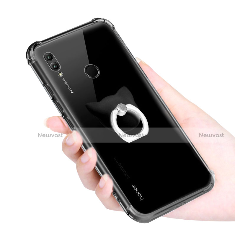 Ultra-thin Transparent TPU Soft Case with Finger Ring Stand for Huawei Honor Note 10 Clear