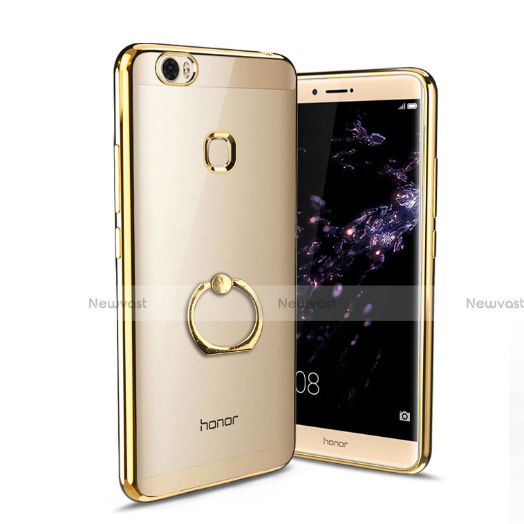 Ultra-thin Transparent TPU Soft Case with Finger Ring Stand for Huawei Honor V8 Max Gold