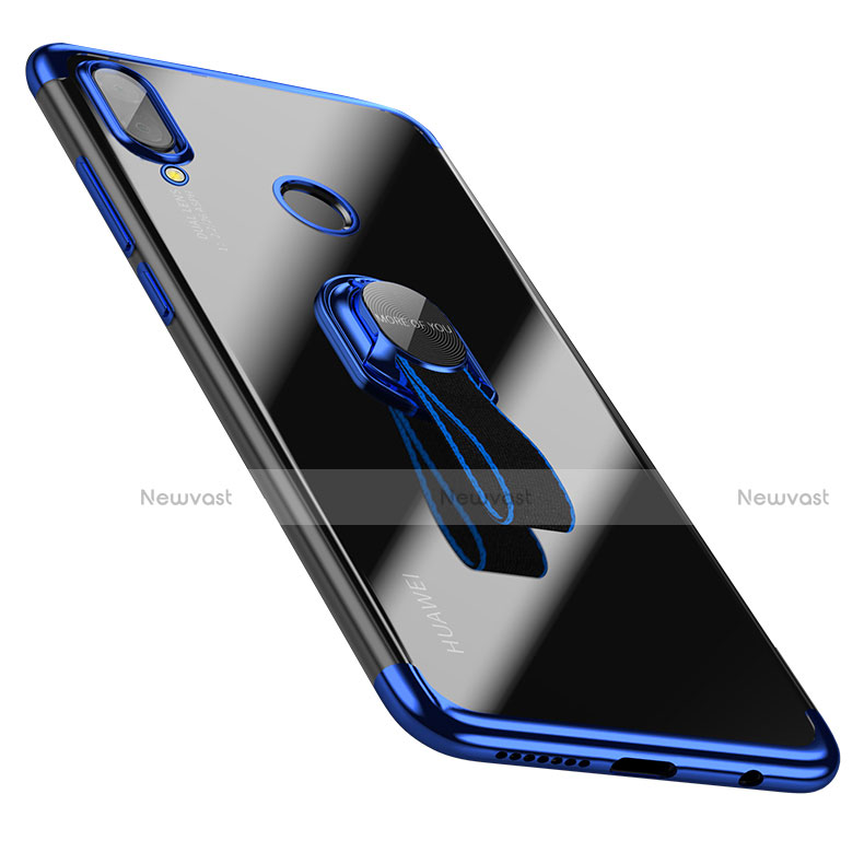 Ultra-thin Transparent TPU Soft Case with Finger Ring Stand for Huawei P20 Lite Blue