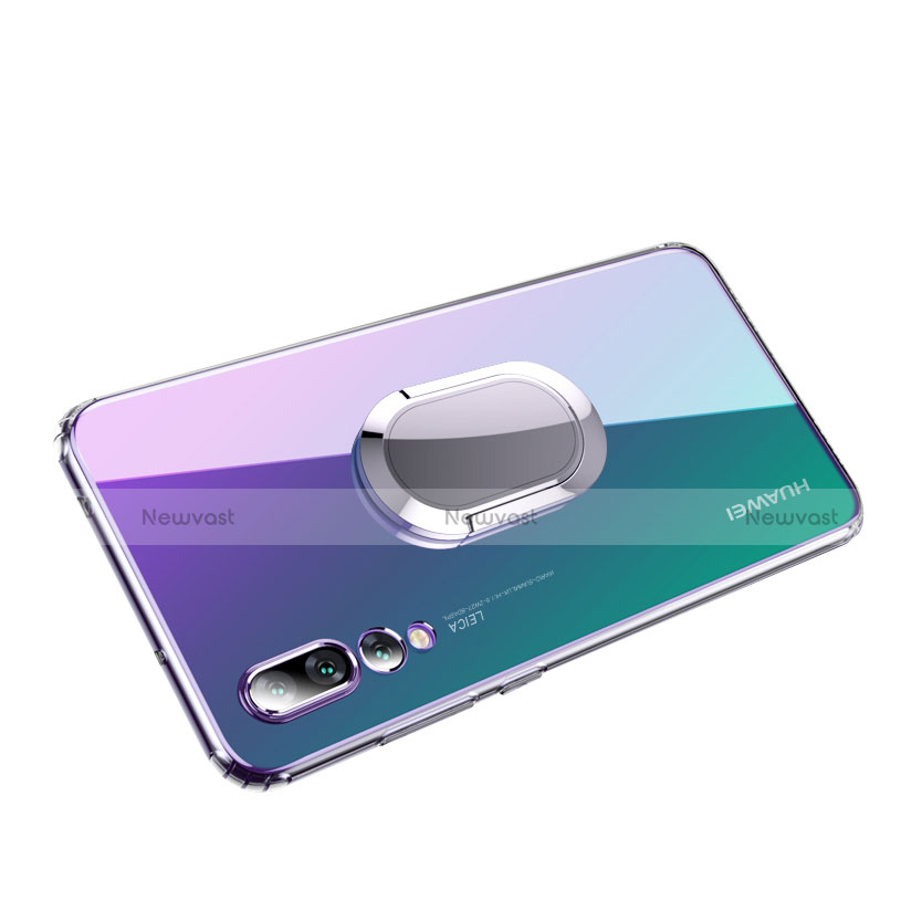 Ultra-thin Transparent TPU Soft Case with Finger Ring Stand for Huawei P20 Pro Clear