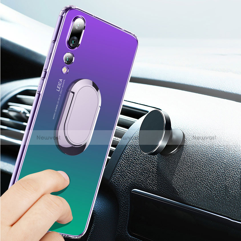 Ultra-thin Transparent TPU Soft Case with Finger Ring Stand for Huawei P20 Pro Clear
