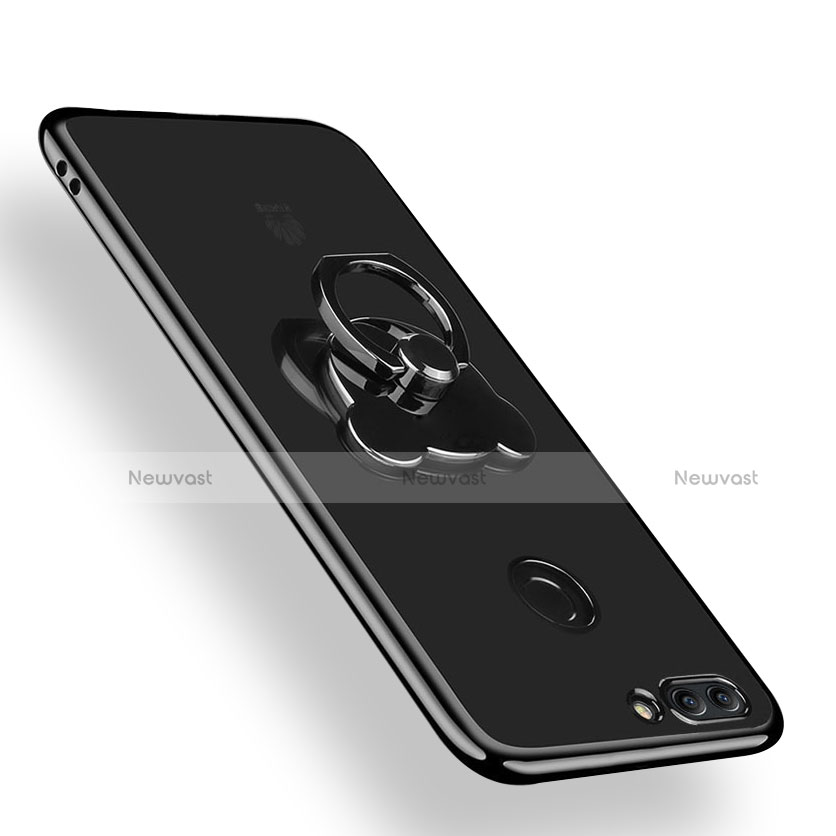 Ultra-thin Transparent TPU Soft Case with Finger Ring Stand for Huawei Y9 (2018) Clear