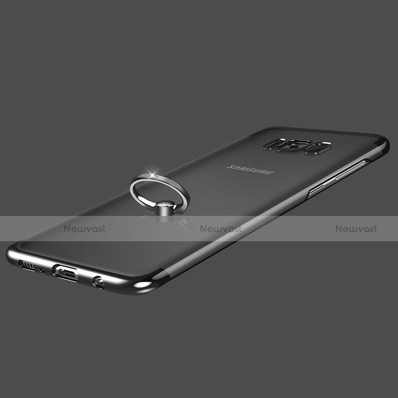 Ultra-thin Transparent TPU Soft Case with Finger Ring Stand for Samsung Galaxy S8 Plus Clear