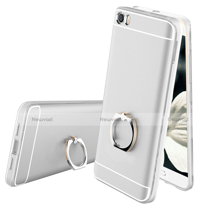 Ultra-thin Transparent TPU Soft Case with Finger Ring Stand for Xiaomi Mi 5 Clear