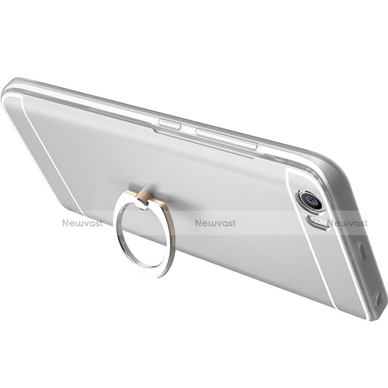 Ultra-thin Transparent TPU Soft Case with Finger Ring Stand for Xiaomi Mi 5 Clear