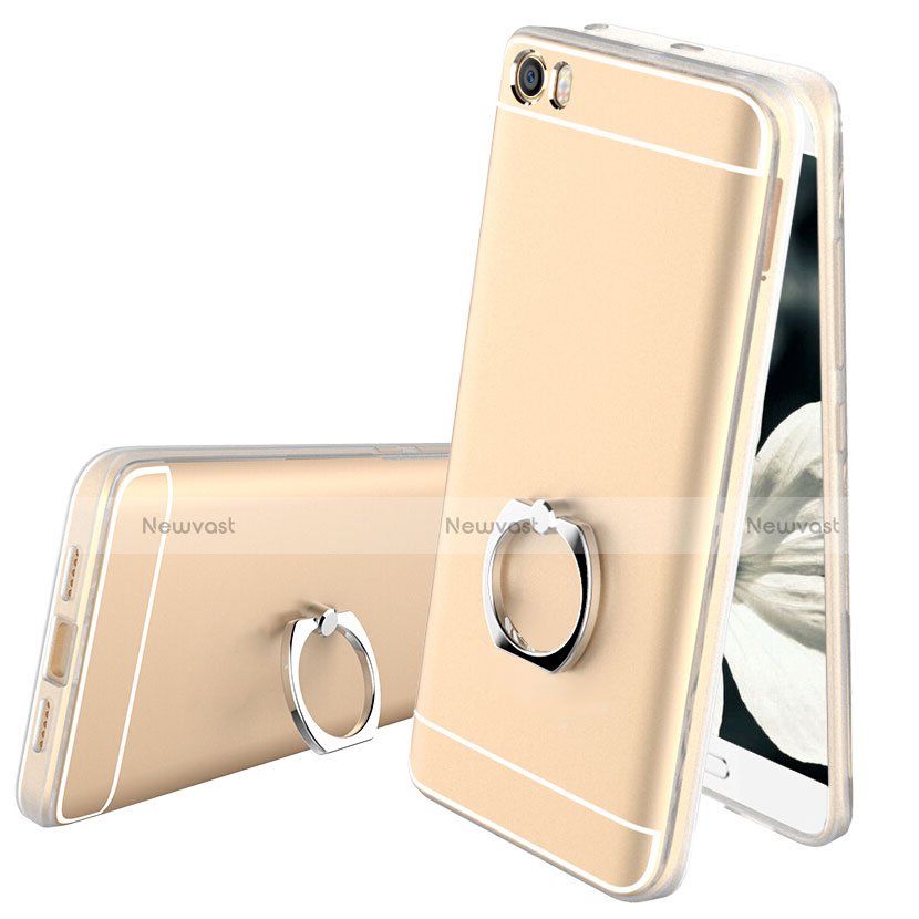 Ultra-thin Transparent TPU Soft Case with Finger Ring Stand for Xiaomi Mi 5 Gold