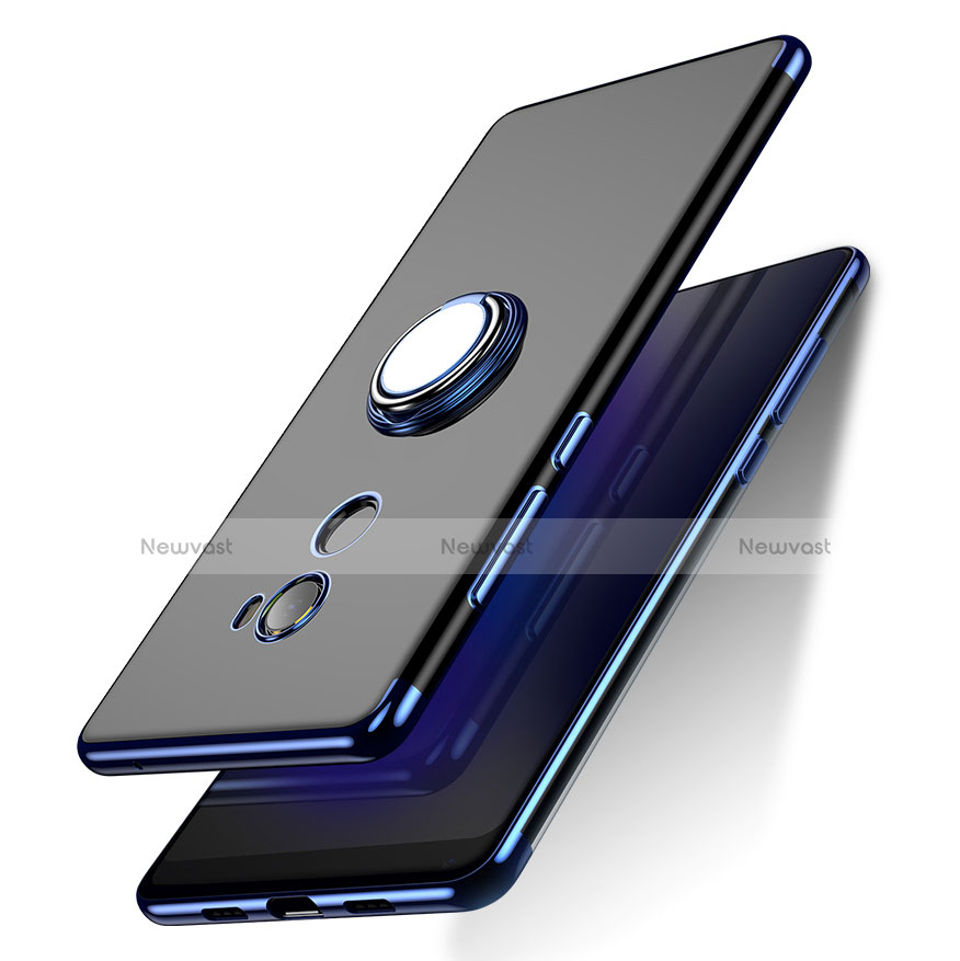 Ultra-thin Transparent TPU Soft Case with Finger Ring Stand for Xiaomi Mi Mix Evo Blue