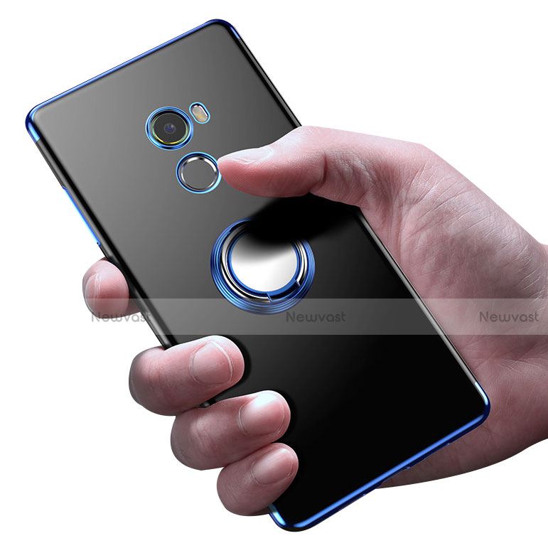 Ultra-thin Transparent TPU Soft Case with Finger Ring Stand for Xiaomi Mi Mix Evo Blue