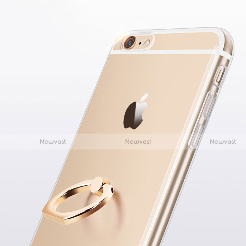 Ultra-thin Transparent TPU Soft Case with Finger Ring Stand S01 for Apple iPhone 6