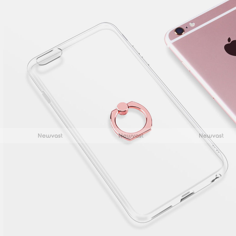 Ultra-thin Transparent TPU Soft Case with Finger Ring Stand S01 for Apple iPhone 6S