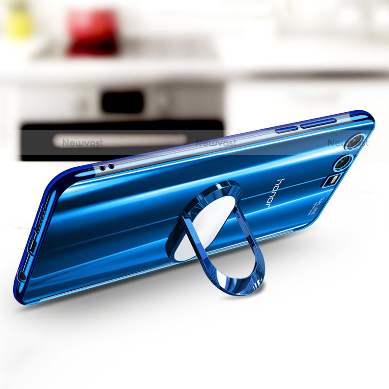 Ultra-thin Transparent TPU Soft Case with Finger Ring Stand S01 for Huawei Honor 9