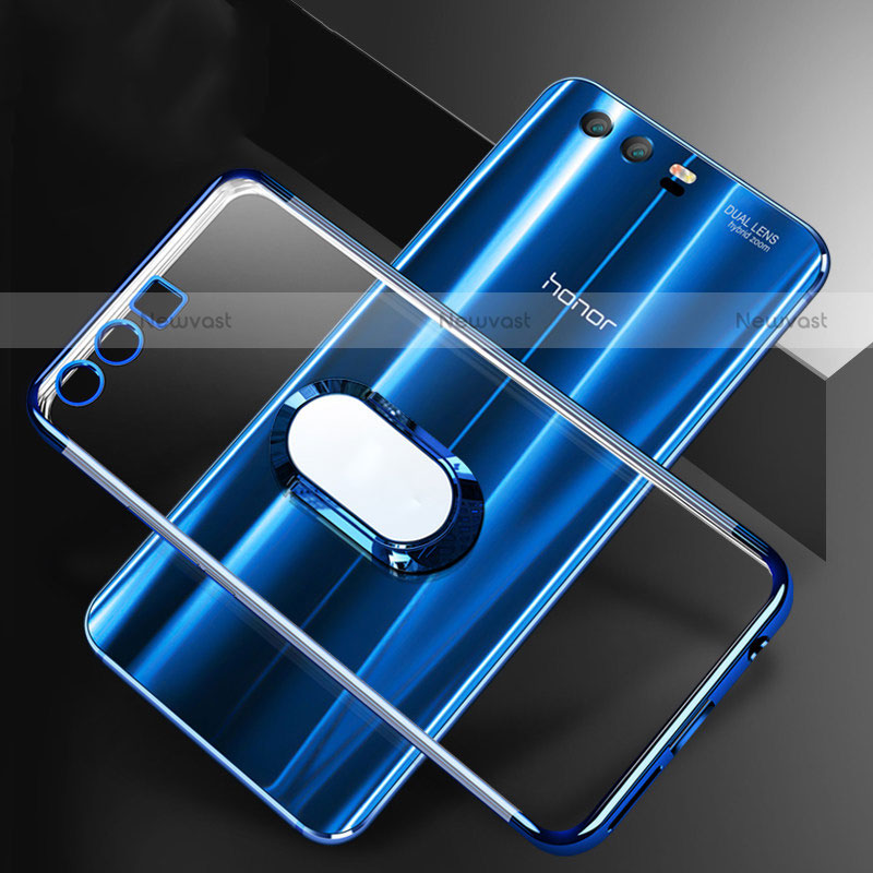 Ultra-thin Transparent TPU Soft Case with Finger Ring Stand S01 for Huawei Honor 9