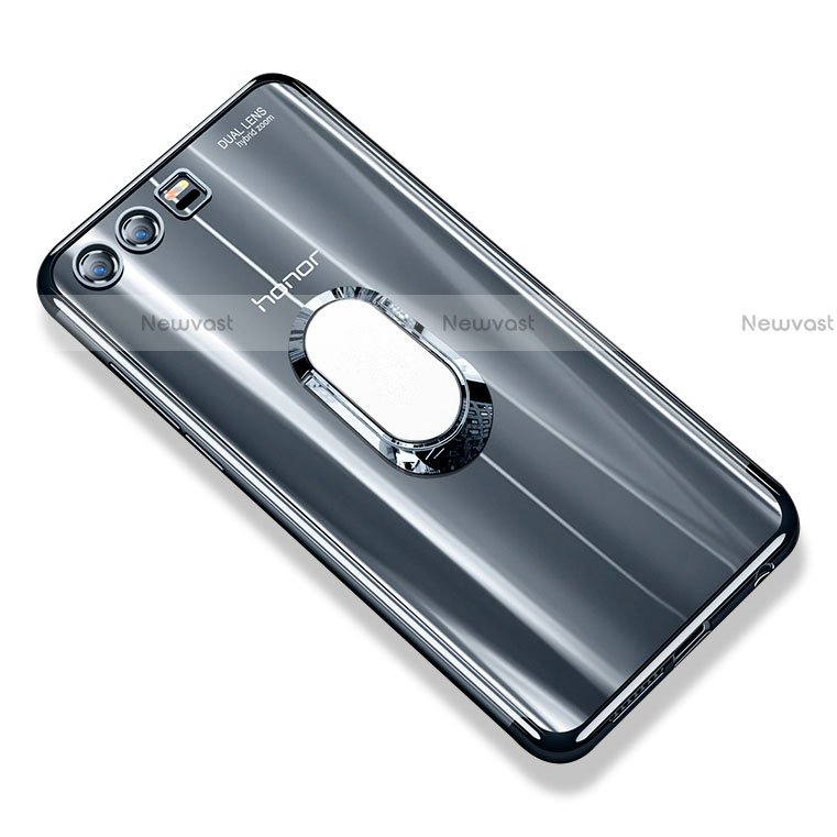Ultra-thin Transparent TPU Soft Case with Finger Ring Stand S01 for Huawei Honor 9 Gray