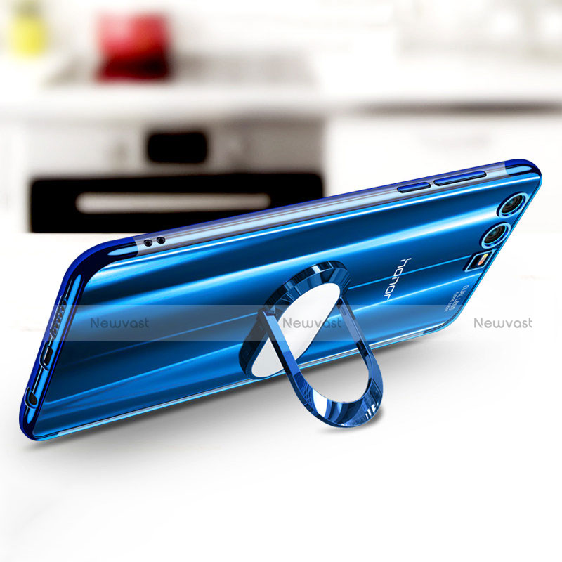 Ultra-thin Transparent TPU Soft Case with Finger Ring Stand S01 for Huawei Honor 9 Premium