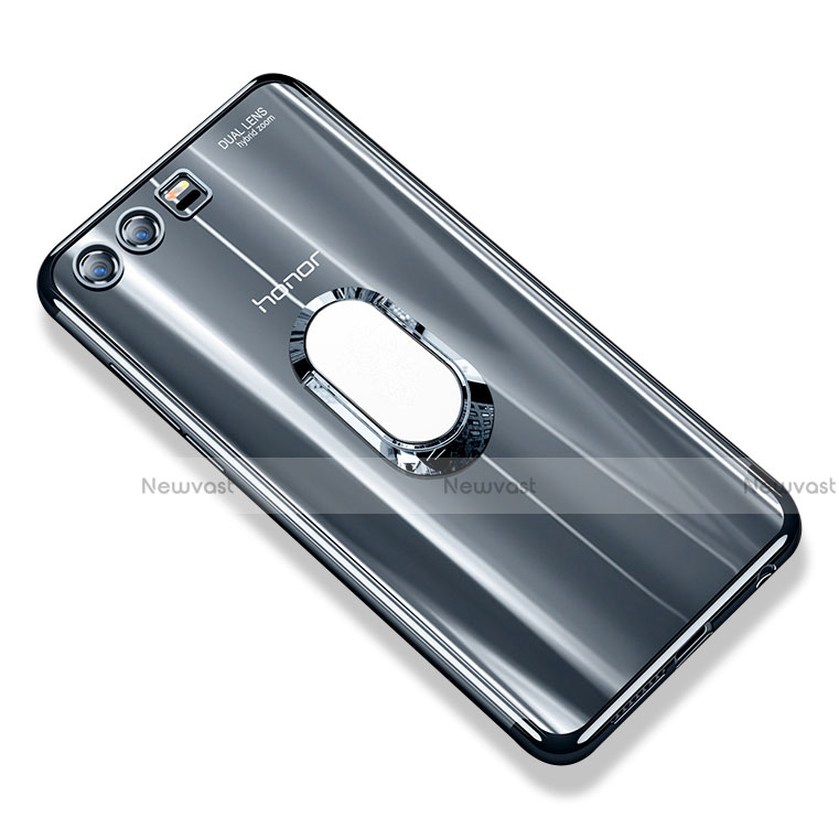 Ultra-thin Transparent TPU Soft Case with Finger Ring Stand S01 for Huawei Honor 9 Premium Gray