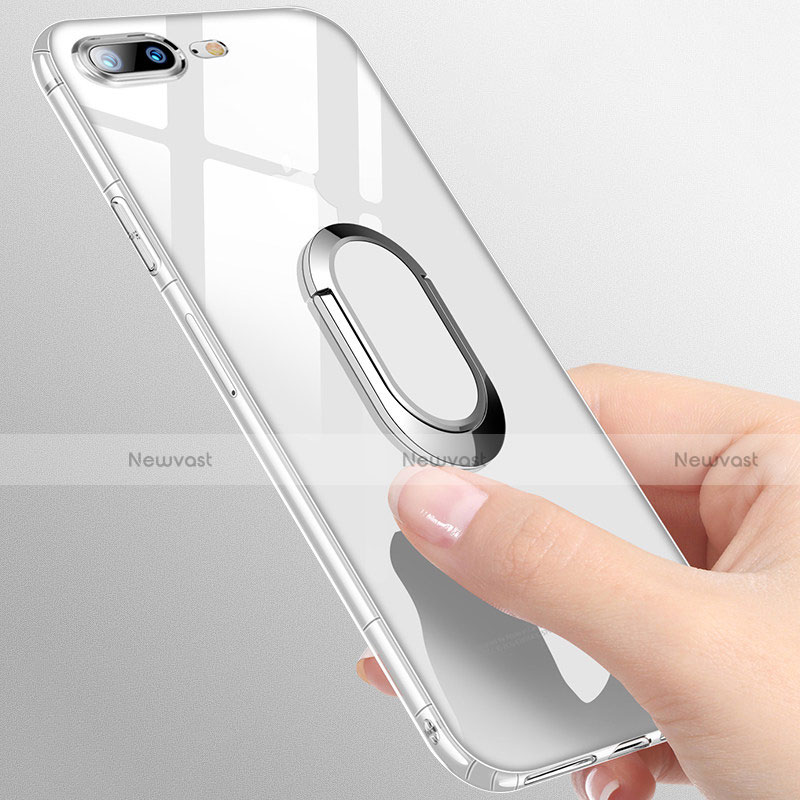 Ultra-thin Transparent TPU Soft Case with Finger Ring Stand T01 for Apple iPhone 8 Plus Clear