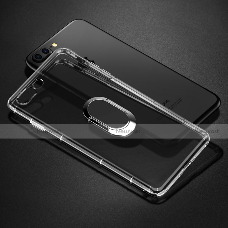 Ultra-thin Transparent TPU Soft Case with Finger Ring Stand T01 for Apple iPhone 8 Plus Clear