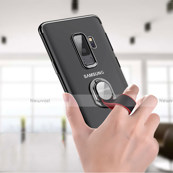 Ultra-thin Transparent TPU Soft Case with Finger Ring Stand T01 for Samsung Galaxy S9 Plus Clear