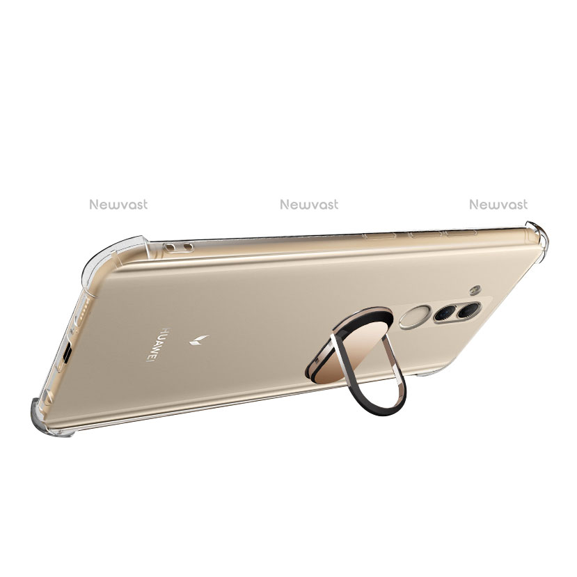 Ultra-thin Transparent TPU Soft Case with Magnetic Finger Ring Stand S01 for Huawei Maimang 7