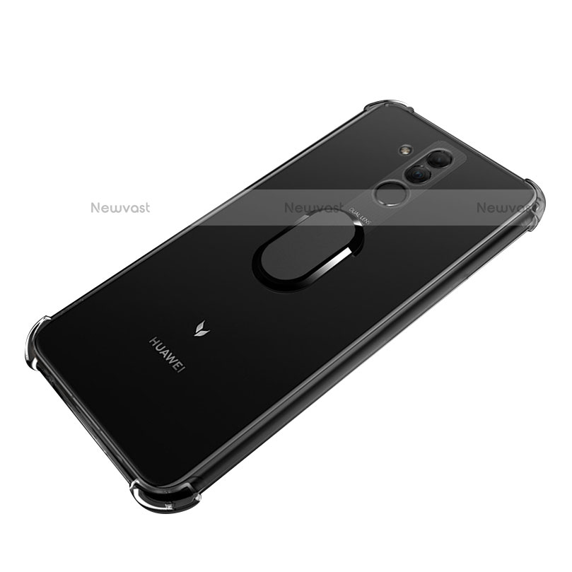 Ultra-thin Transparent TPU Soft Case with Magnetic Finger Ring Stand S01 for Huawei Maimang 7