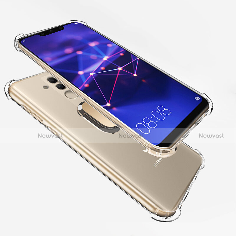 Ultra-thin Transparent TPU Soft Case with Magnetic Finger Ring Stand S01 for Huawei Mate 20 Lite